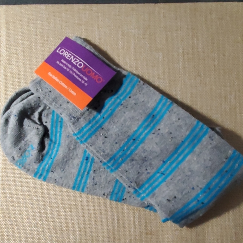 Lorenzo uomo Gray & Blue Stripe Dress Socks